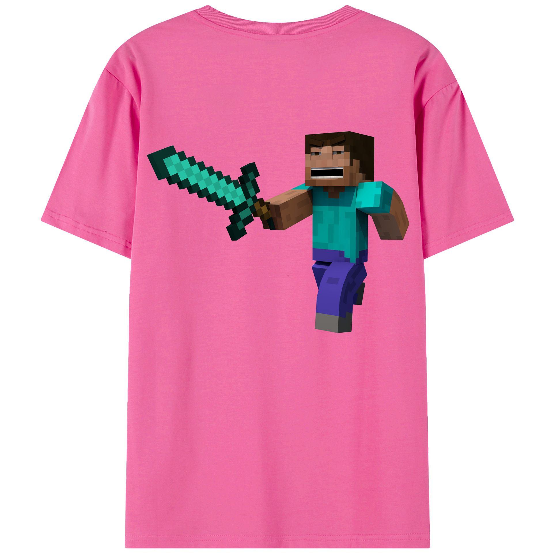 （画像用） マインクラフト ブロックの世界 Minecraft MC Block world レディース半袖Tシャツ(バックプリント)
